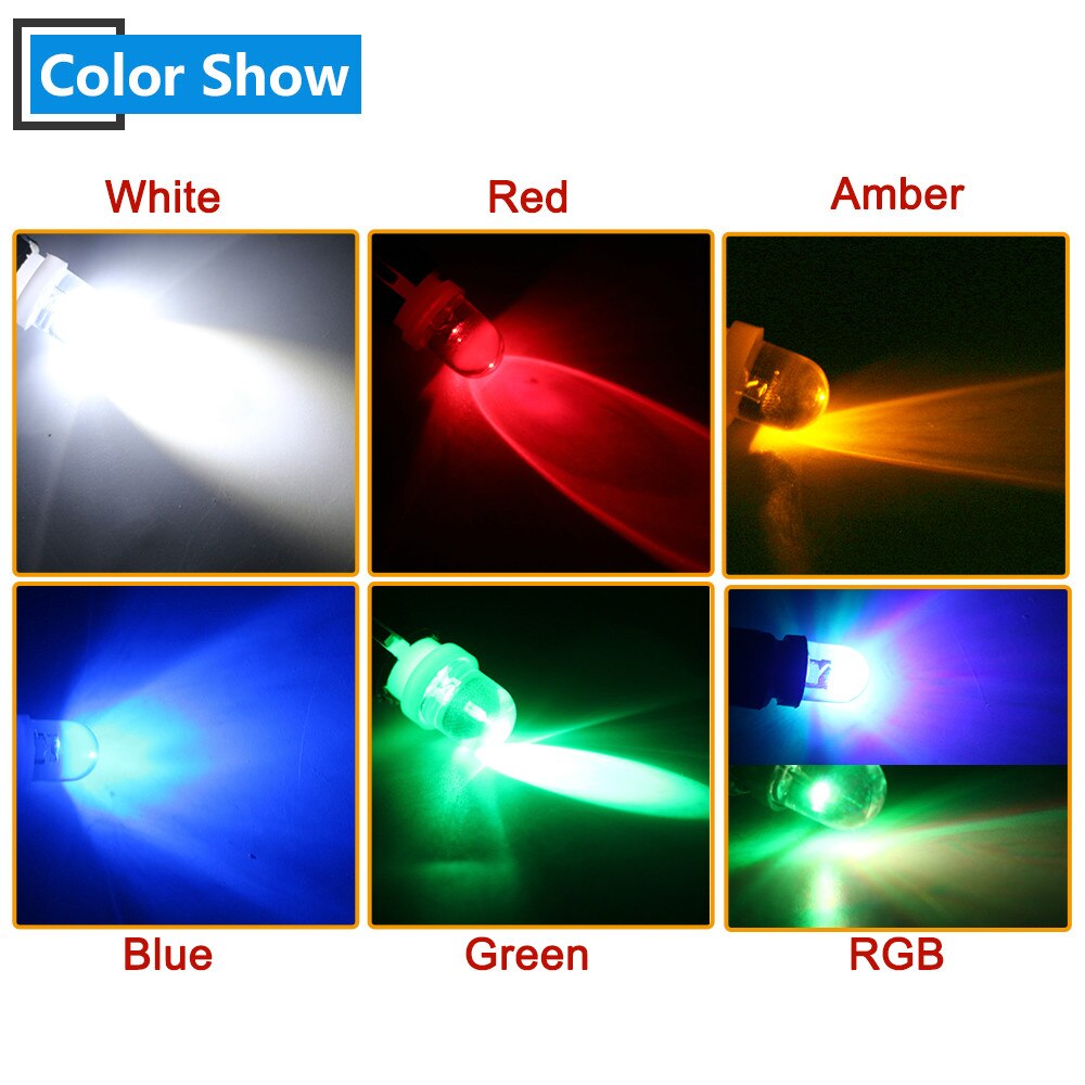 10pcs 6 Volt Led Bulb Pinball R Lens T10 W5W 2825 158 192 168 194 Lights 6V 6.3V Transparent Lens White Blue RGB Red Green Amber