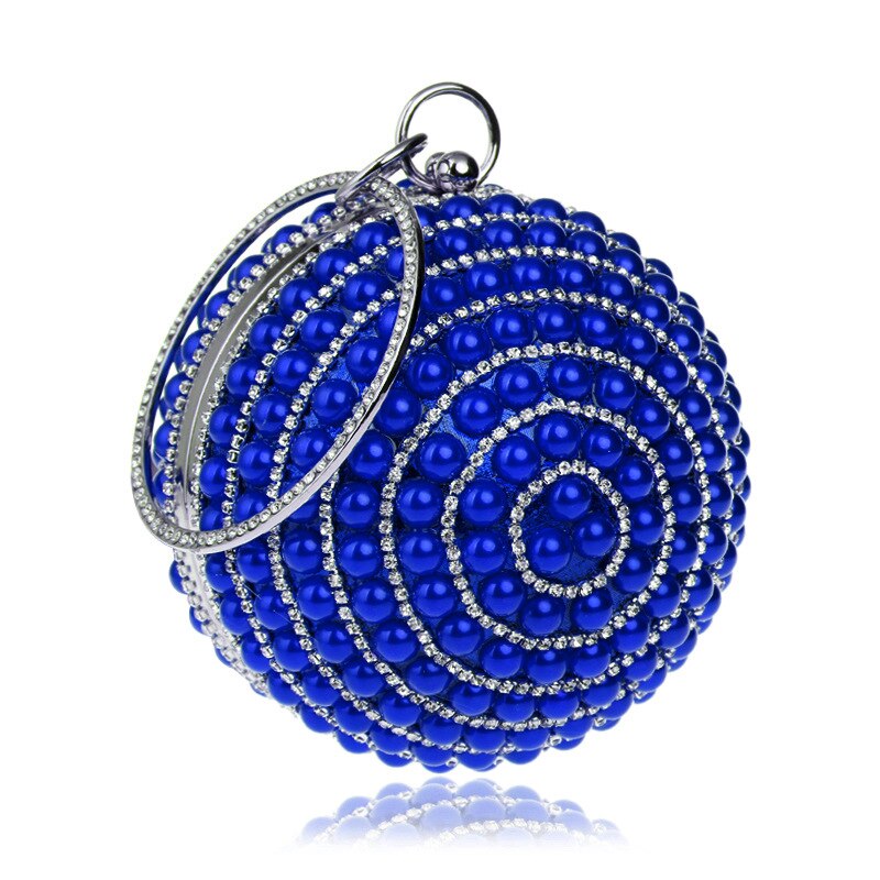 De cristal de lujo de estilo hecho a mano diamantes de imitación perla mujeres noche bolsas de de señora de boda embragues bolsos: Azul