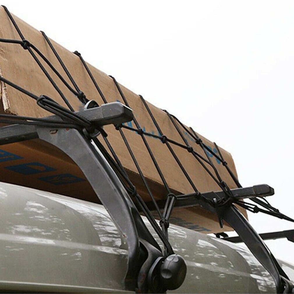 Car Luggage Rack Net Off-road Top Frame Net Pocket Fixed Net Cover Elastic Rubber Durable Net Rope Strap 90x90cm