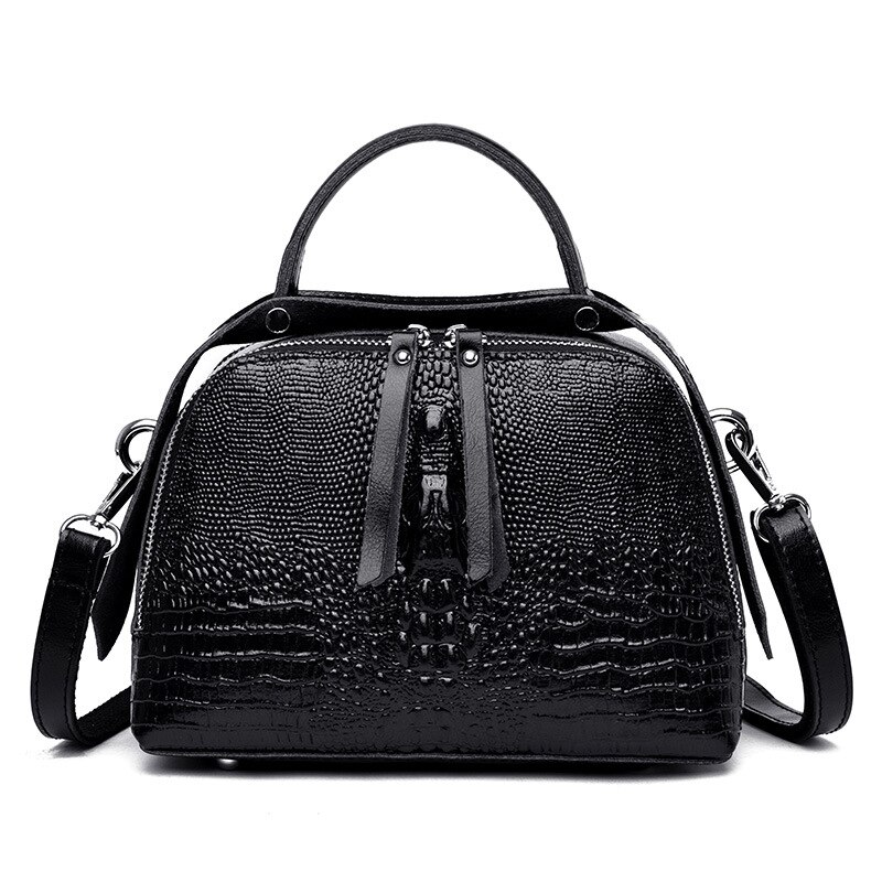 2021 de comércio exterior bolsa feminina marca luxo crocodilo padrão bolsa moda europeia e americana versátil um ombro: black