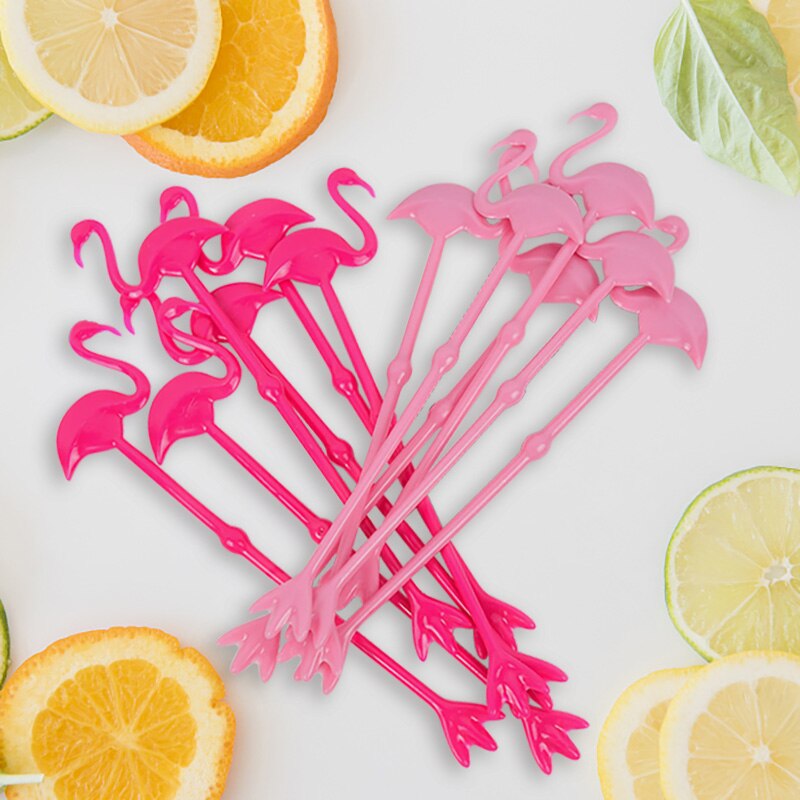 Agitateur de boissons en plastique, 6 pièces, pour fête d'été, fête tropicale, décoration de fête hawaïenne, flamand rose, agitateur de boissons, café