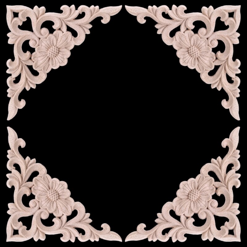 Uds. Madera tallada sin pintar flor europea, apliques de incrustación, esquina, muebles, decoración, A0NA