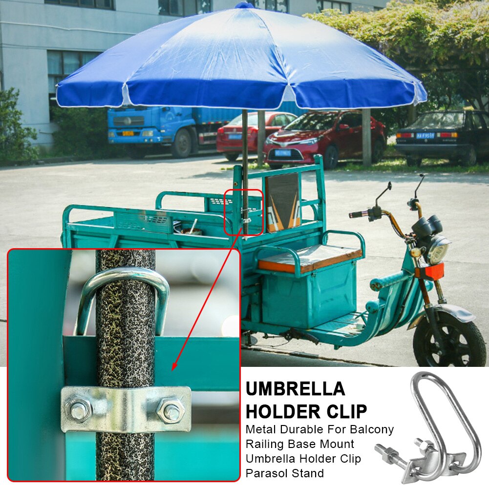 Easy Install Parasol Stand Metal Outdoor Patio Stable Anti Shake Durable For Balcony Railing Umbrella Holder Clip Garden Fixing