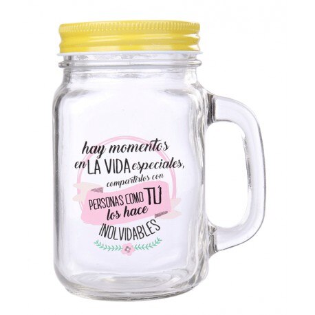 Jarras Cristal con caña Frases Gracias de Colores (Precio Unitario) - Detalles y para bodas, bautizos, comuniones