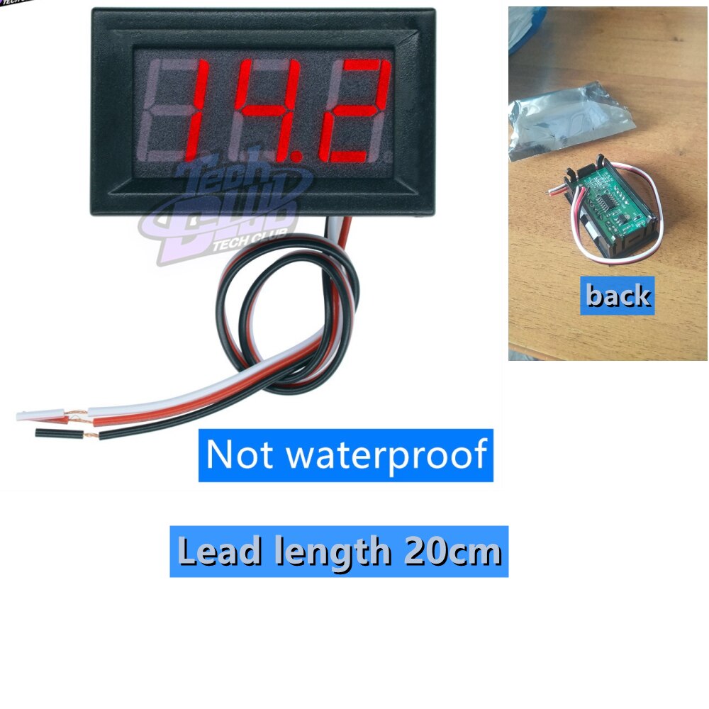Dc 8-18v ipx 6 vandtæt digital voltmeter 12v bilbåd motorcykel 0.56 tommer led display volt spændingsmåler mini tester panel: Rød  dc4.5v-30v