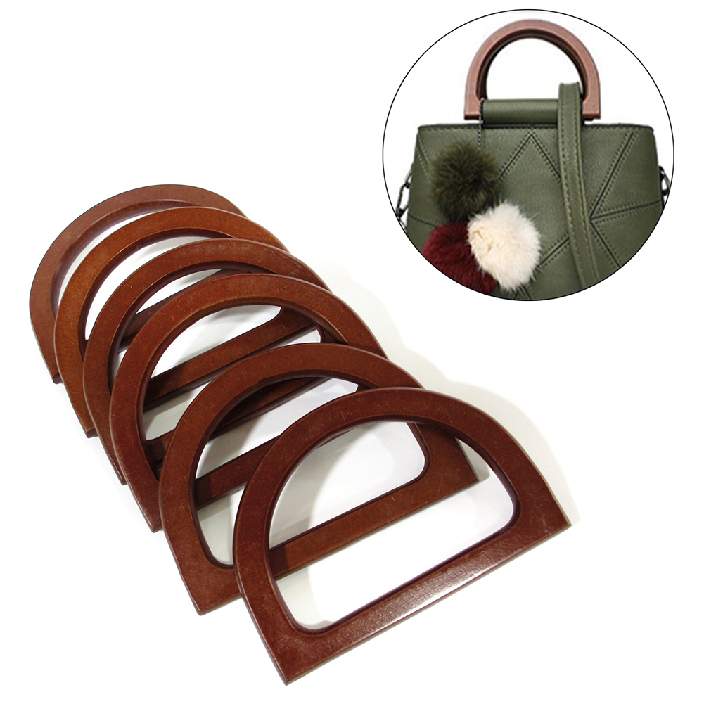 Round Wooden Handle for Handmade Handbag DIY Tote Purse Frame Making Bag Hanger D & Round shaped