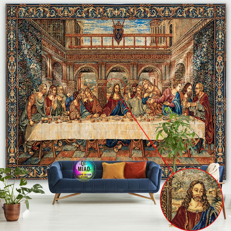 The Last Supper Tapestry Christ Resurrection Jesus Easter Wall Art Room Decor Christmas Home Decoration Large Fabric Vintage