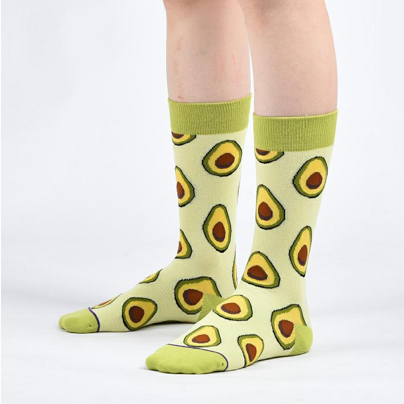 Söta damsockor tecknade djurmat fruktsockor kawaii roliga trendiga strumpor glada harajuku casual strumpor höst vårstrumpor: Grå