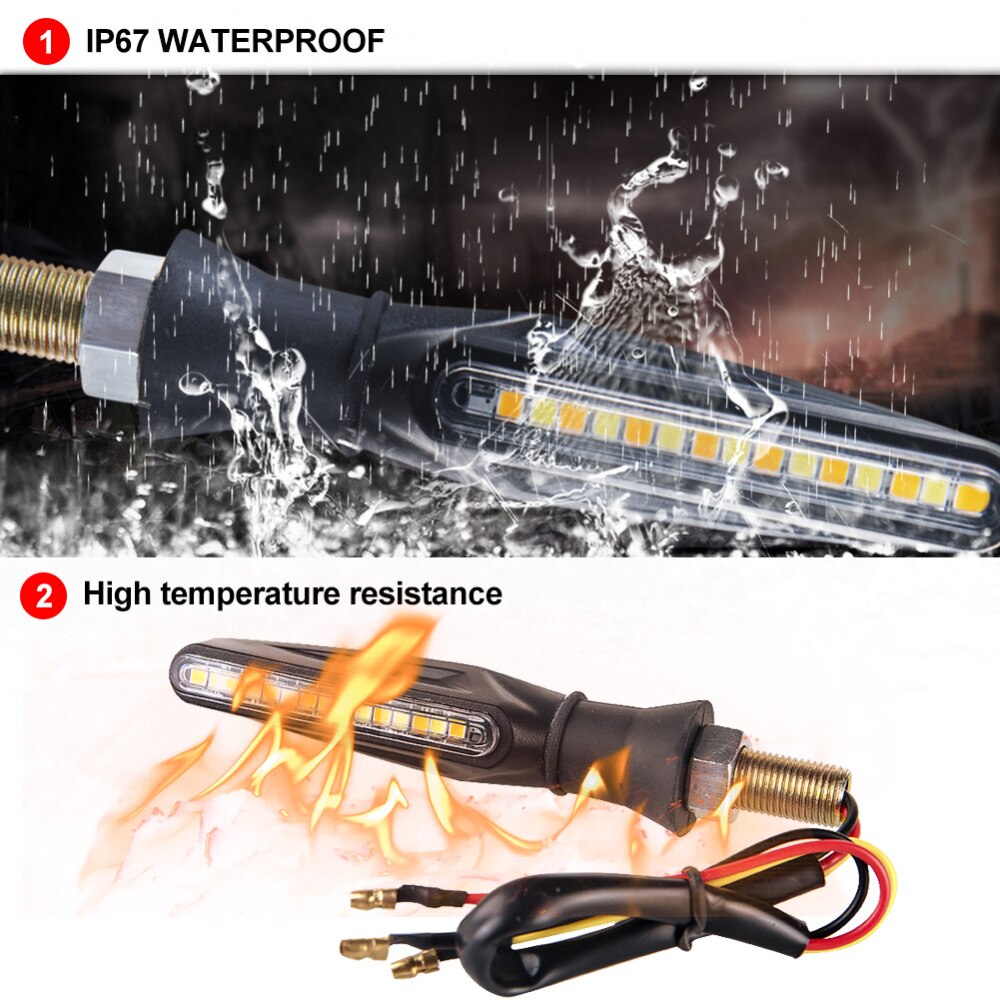 Universal Motorcycle turn signals light bulbs 4pcs modes LED Flexible Turn Signal Indicator 2 Modes LED Moto Tail Brake Lamp 2pc