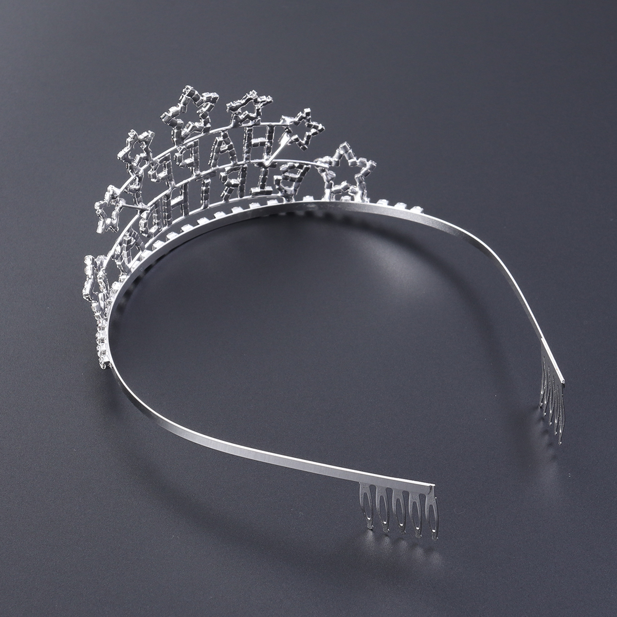 Kid's Charming Rhinestone Heart Tiara Crown Headband for Girls (White Rhinestones)