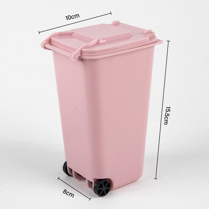 Mini Desktop Trash Can Plastic Waste Bins With Lid Household Clean Trash Desk