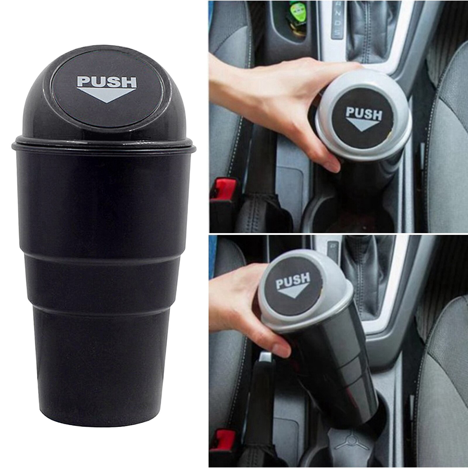Cubo de basura para coche, papelera plegable portátil, contenedor: Black