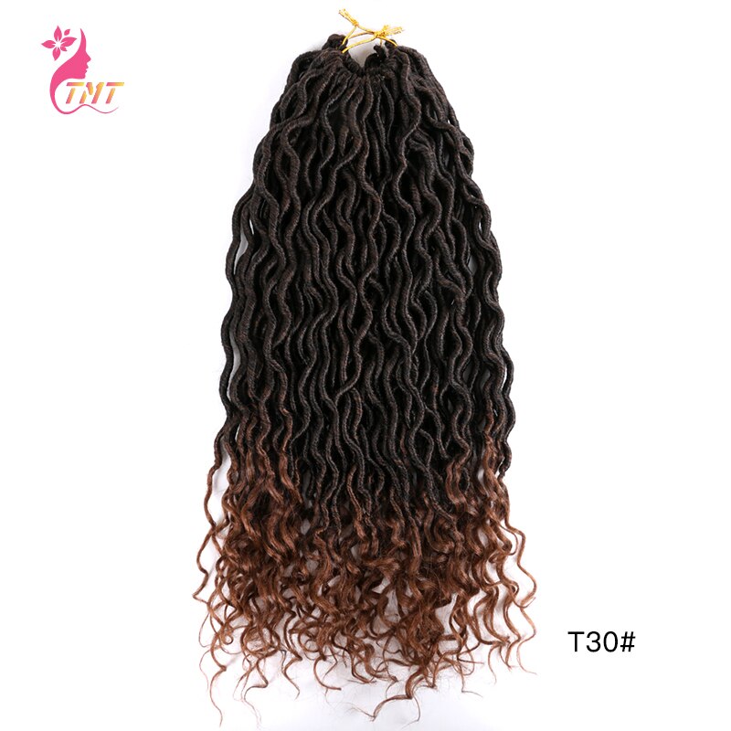 18" Faux Locs Curly Ends Crochet Hair Synthetic River Goddess Locs passion Twist Braiding Hair Extensions Faux Locs Curly Braids: T1B-30