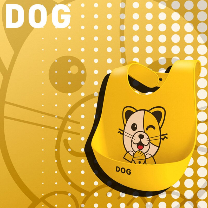 Bebé de silicona impermeable, de Saliva goteando baberos Bandana dibujos animados recién nacido alimentación suave comestible delantales bebé ajustable eructo bufanda: Dog