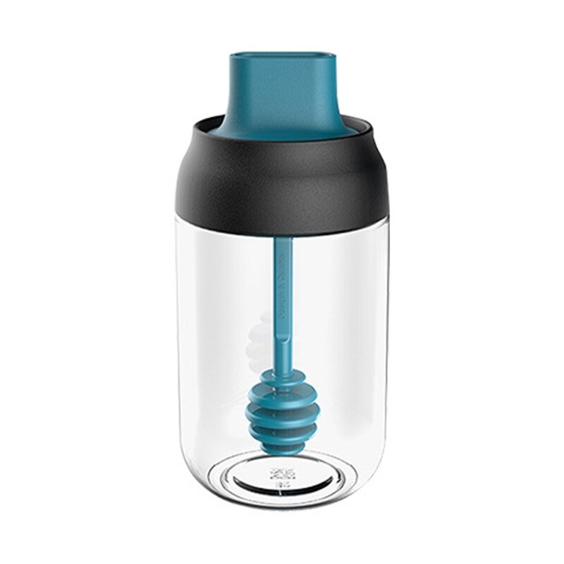 250ml High Borosilicate Glass Spice Jar Seasoning Condiment Salt Pepper Storage with Spoon Honey Stick Brush Lid Kitchen: Blue-C
