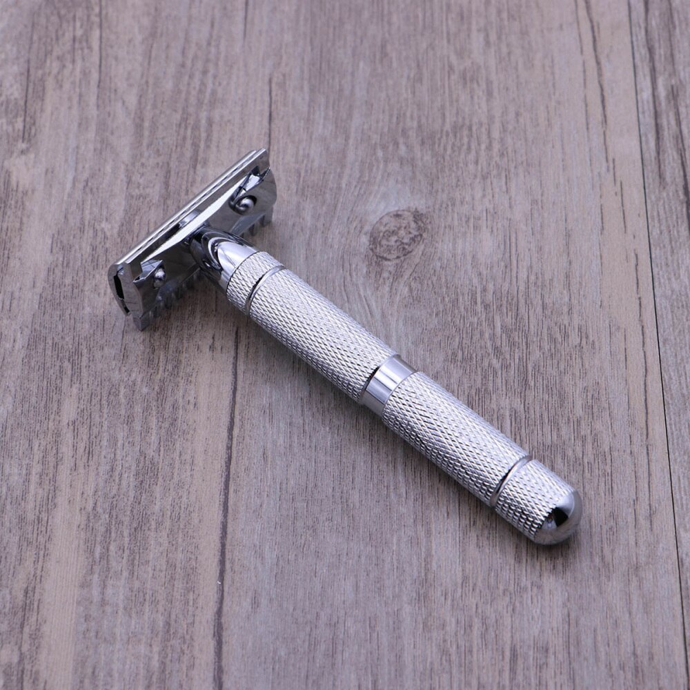 Double Edge Safety Razor Stainless Steel Shaving Razor for Men (Pattern 1): Silver