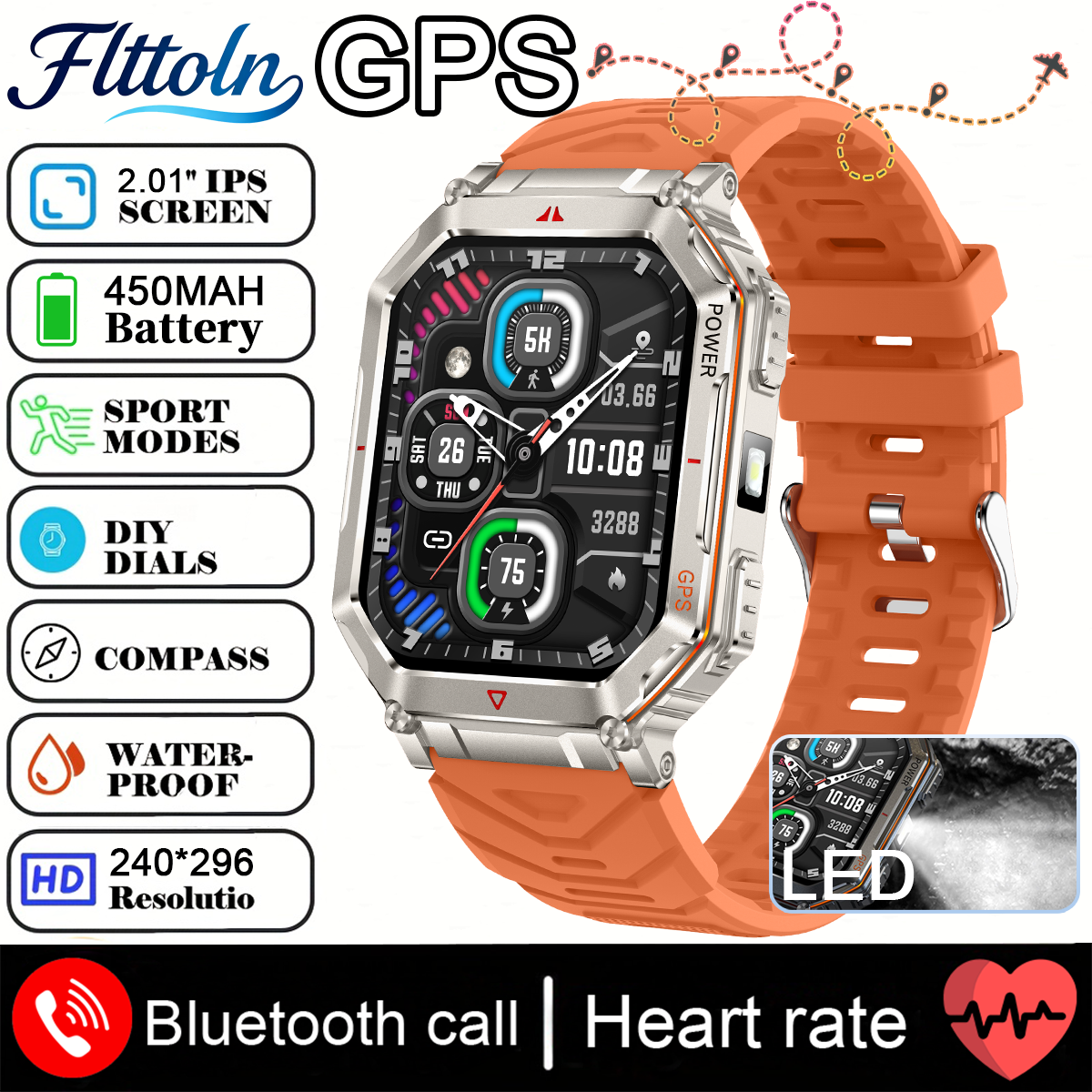 2025 Nuovo GPS SmartWatch Da Uomo Incorporato ChatGPT AI Assistente Bussola Altimetro Barometro Esterno 3ATM Impermeabile sport Smartwatch: nero