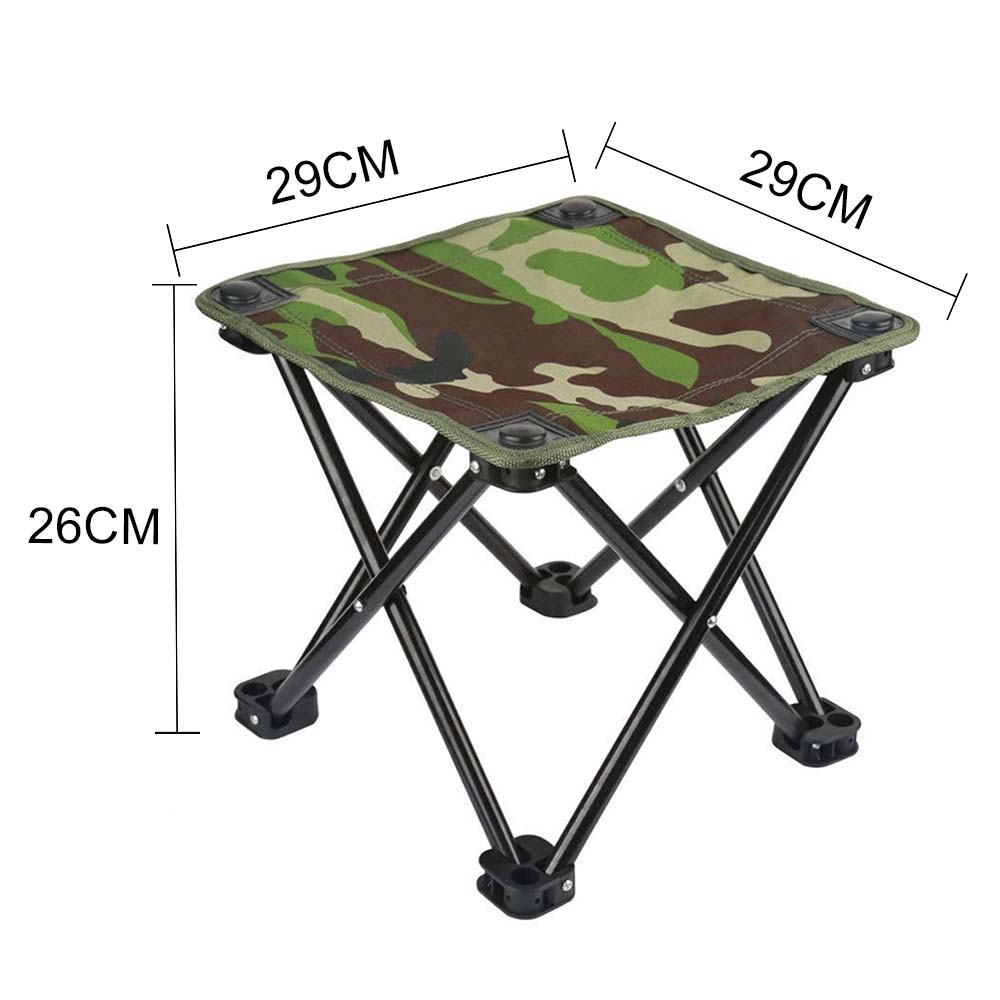 Iron Camouflage Folding Chair Portable Oxford Cloth Mini Camp Stool Outdoor Folding Chair Beach Fishing Stool Four-Legged