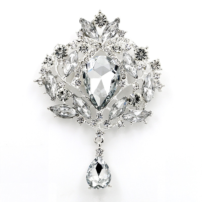 Lot of 6 PCS Large Crystal Vintage Brooch Pins for Women or Wedding Bouquets Jewelry Accessories