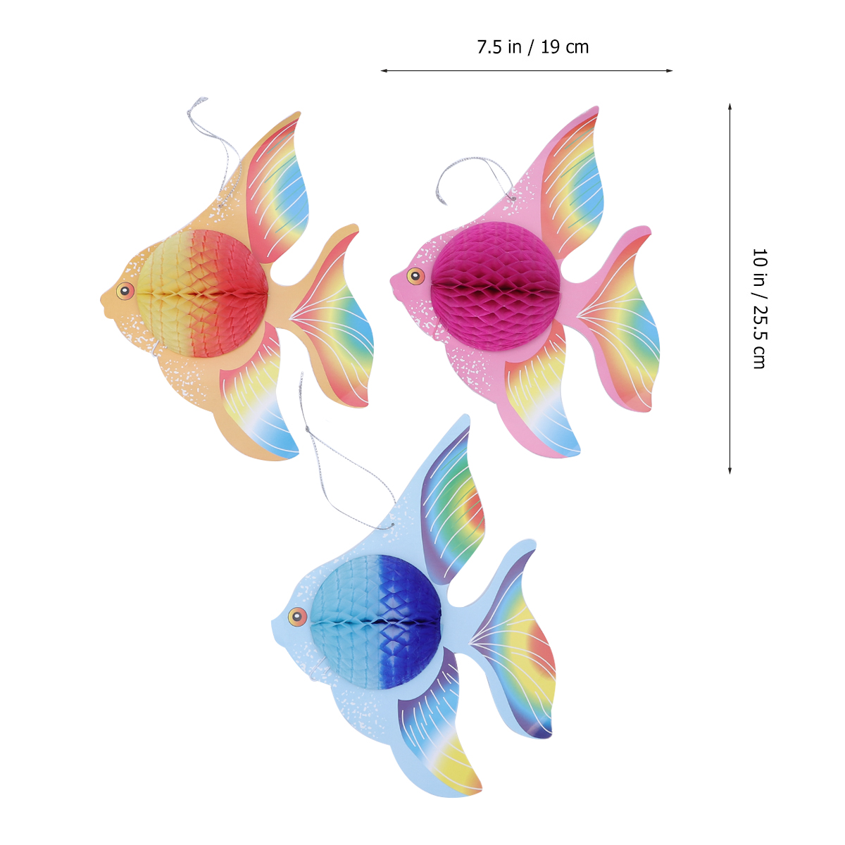 6pcs Colorful Tissue Paper Goldfish Foldable Tropical Fish Decoration Hanging Ornament Party Supplies (Gold + + Blue)