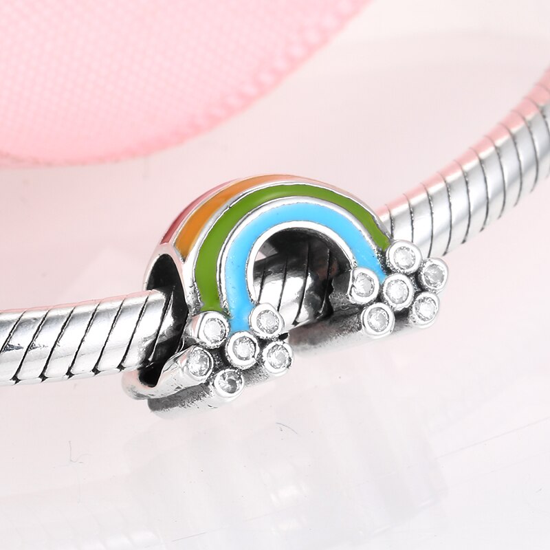 oben 925 Sterling Silber Regenbogen farbe regenschirm Perlen passen Original JIUHAO Charme Armbinde Schmuck machen