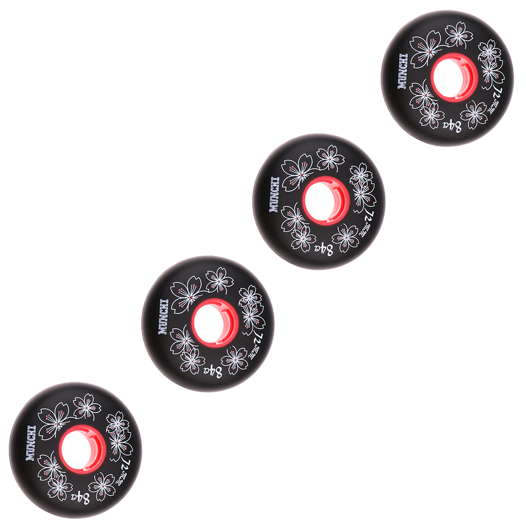 4Pcs Replacement Wheels For Skating Inline Roller Skate Shoes 84A 72/76/80mm: Black 72mm