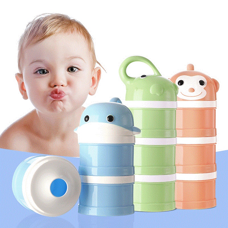 3 layer Elephant Whale Style Portable Baby Food Storage Box Essential Cereal Cartoon Milk Powder Box Toddle Kids Milk Container
