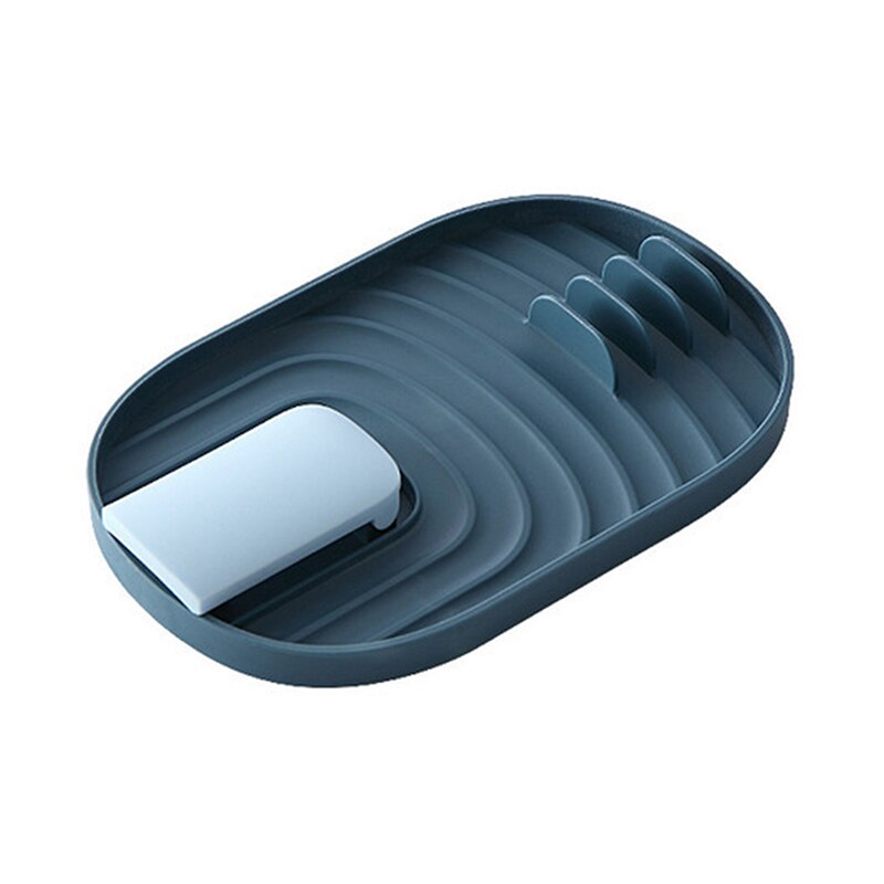 Opvouwbare Lepel Houder Keuken Koken Gereedschap Keuken Lepel Rest Gebruiksvoorwerp Spatel Houder Hittebestendige Hangable Opslag Planken: Dark blue