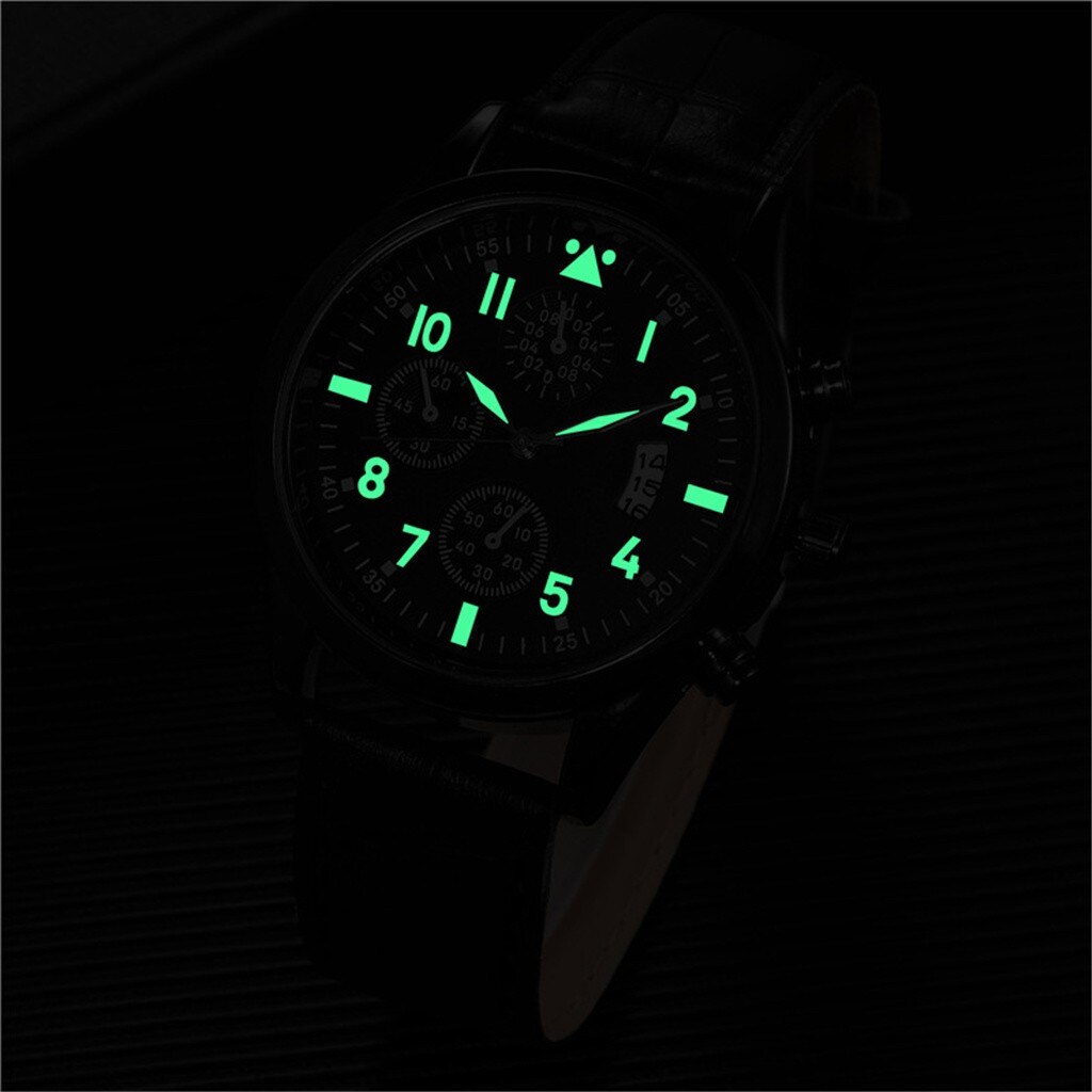Populaire Mannen Lederen Horloge Met Kalender Functie Plus Lichtgevende Functie Horloge Top Luxe Waterdicht Datum Horloge #2