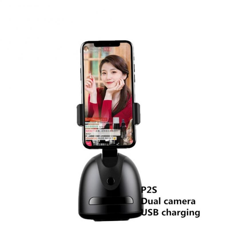 Estabilizador de cardán con seguimiento facial automático, trípode para teléfono, accesorios con rotación de 360 grados, AI inteligente, seguimiento de foto, Vlog, grabadora de vídeo, novedad: P2S black