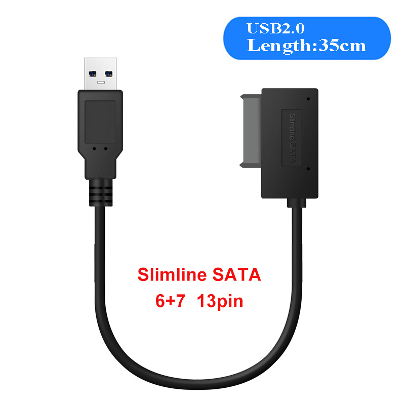 Sata Naar Usb 3.0/2.0 Sata Ii 7 + 6 Kabel 13Pin Adapter Converter Kabel Voor Notebook Cd/dvd Rom Slimline Drive Sata Ii Kabel: USB 2.0 35CM