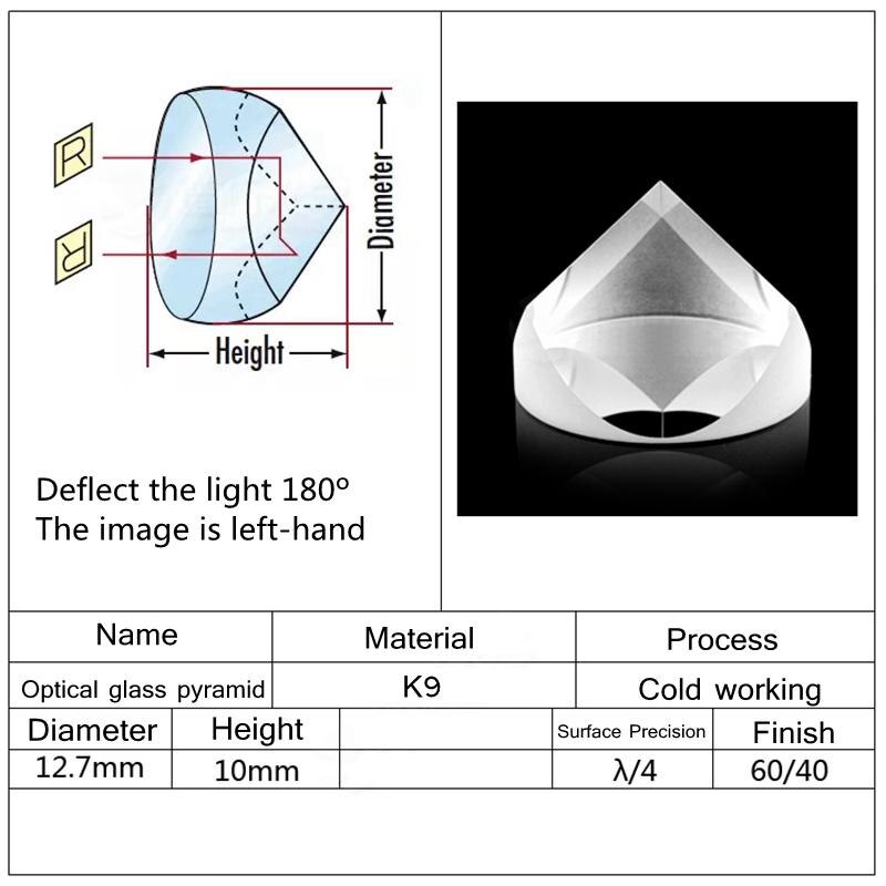 Optical Glass Pyramid Prism K9 12.7mmx10mm Physics Refractor Light Spectrum