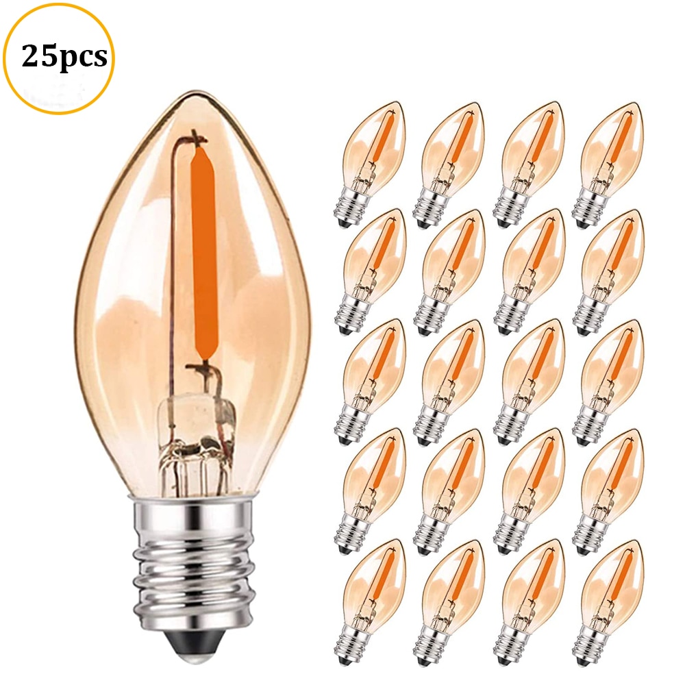 Bombillas LED de noche C7 lámpara E12 E14 Base bombillas decorativas 0,5 vatios vela pequeña mini bombilla 2200K vidrio ámbar