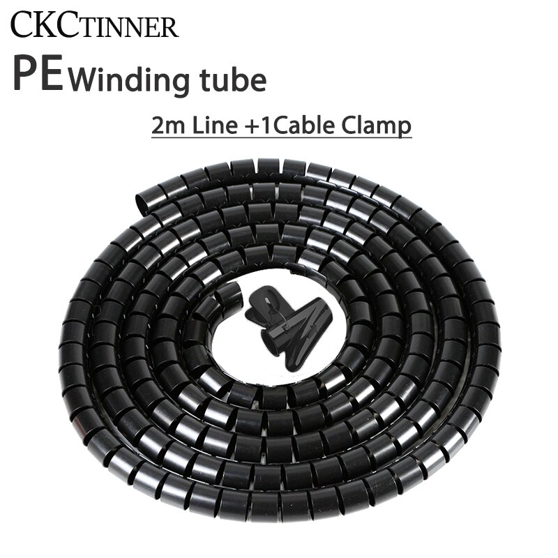 2m Wicklung rohr Kabel Draht wickeln Organizer Spirale Rohr PE 10mm-32mm Kabel Wickler Schnur Schutz kabel Hülse Draht Lagerung Rohr: Schwarz / 10mm