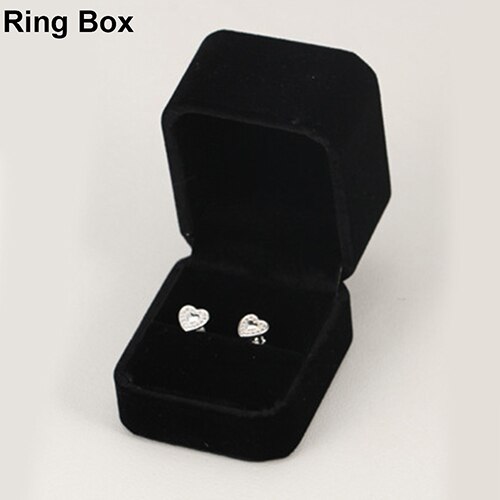 Boîte à anneaux en velours noir, boîte à montres, boîte pour colliers, boîte pour bracelets, boîte à bijoux, boîtier à bijoux, clous d'oreille, boîtes à: Ring Box