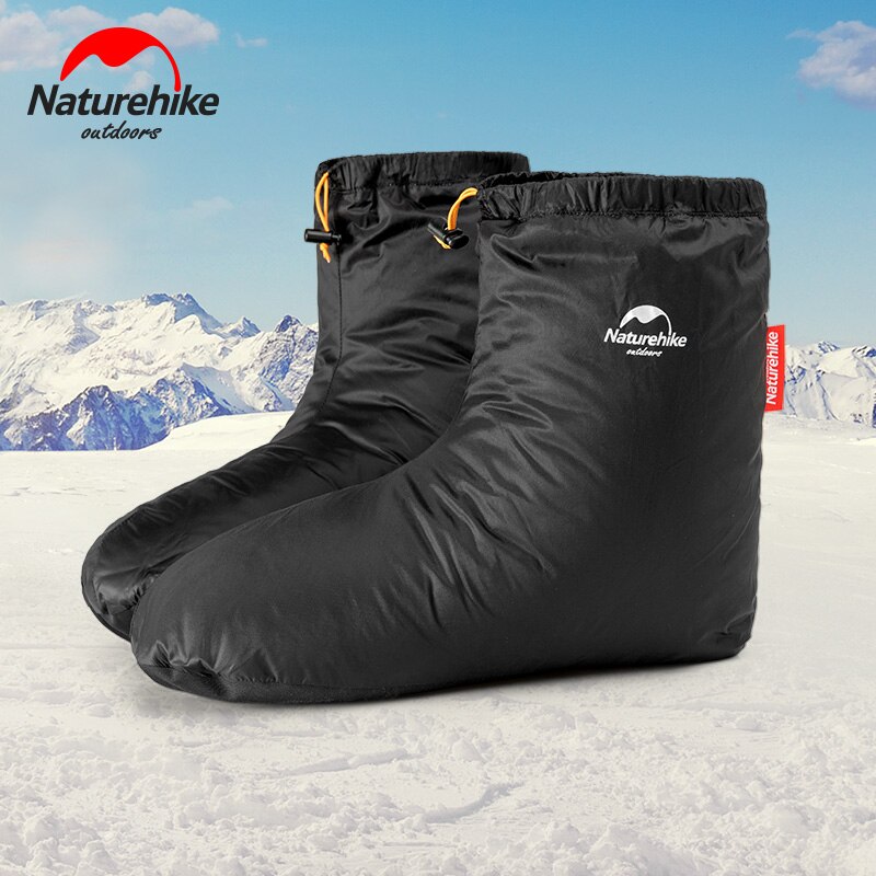 Naturvandring utomhus vinter gåsdun ultralätta 80g fots täckskor unisex vindtäta vattentäta fotskor håller värmen skor