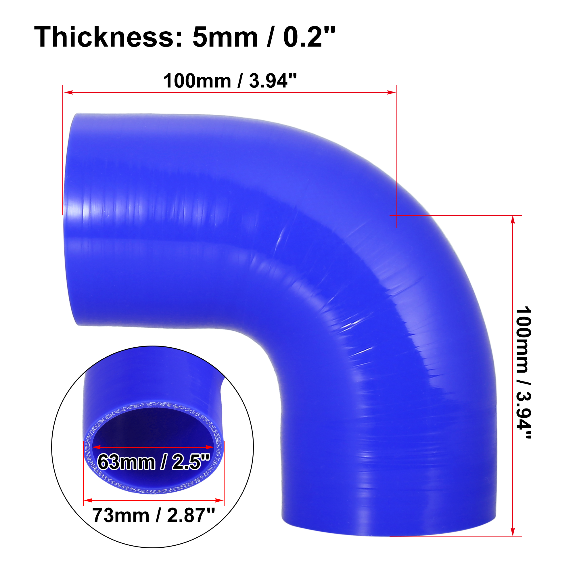Uxcell-manguera de codo de 90 grados, tubo de silicona, 38, 51, 57, 63, 70, 76, 89, 102MM, conector Intercooler para tubo de entrada Turbo de aire
