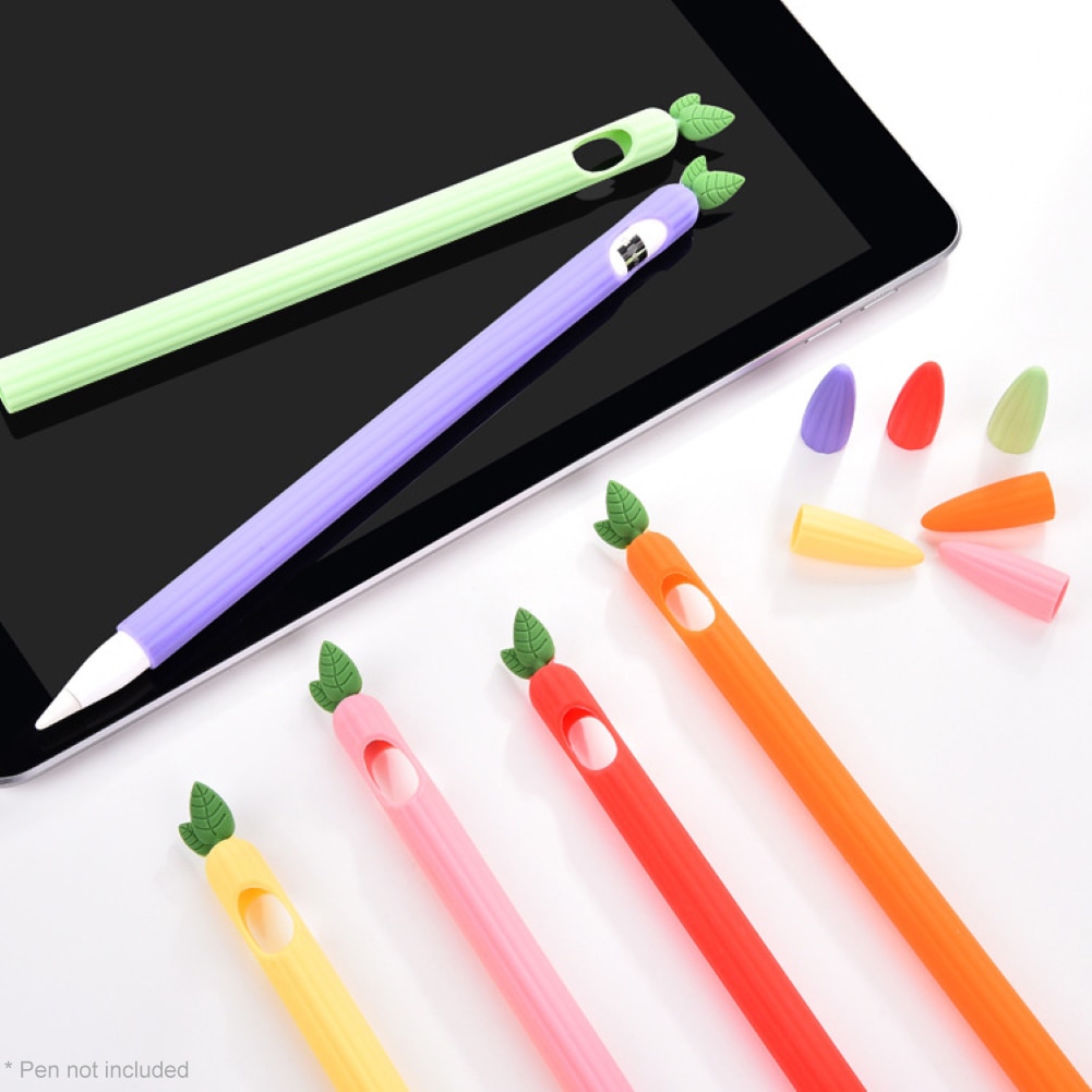 Fundas para lápiz Apple de silicona zanahoria bonita todo incluido a prueba de caídas iPad estuche para lápices serie 1,0 + 2,0