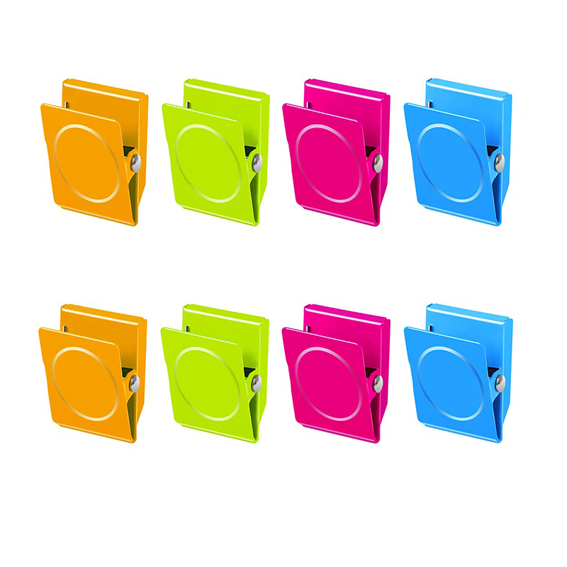 Kühlschrank-Magnetklammern, robuste Kühlschrankmagnete, Clips für Whiteboard, mehrfarbige magnetische Klemme aus Metall: WHITE