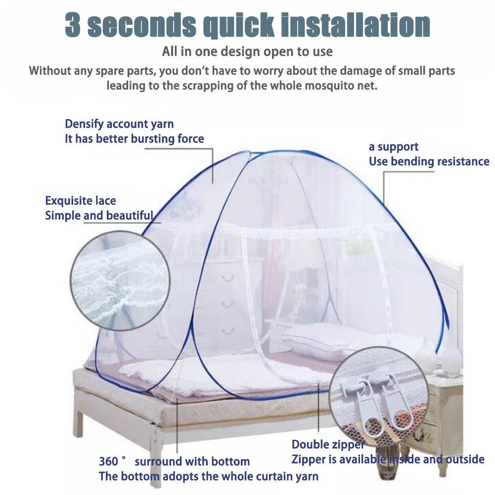 Mosquito Net Bed Canopy Foldable Net For Single Person Automatic Insect Protection Net