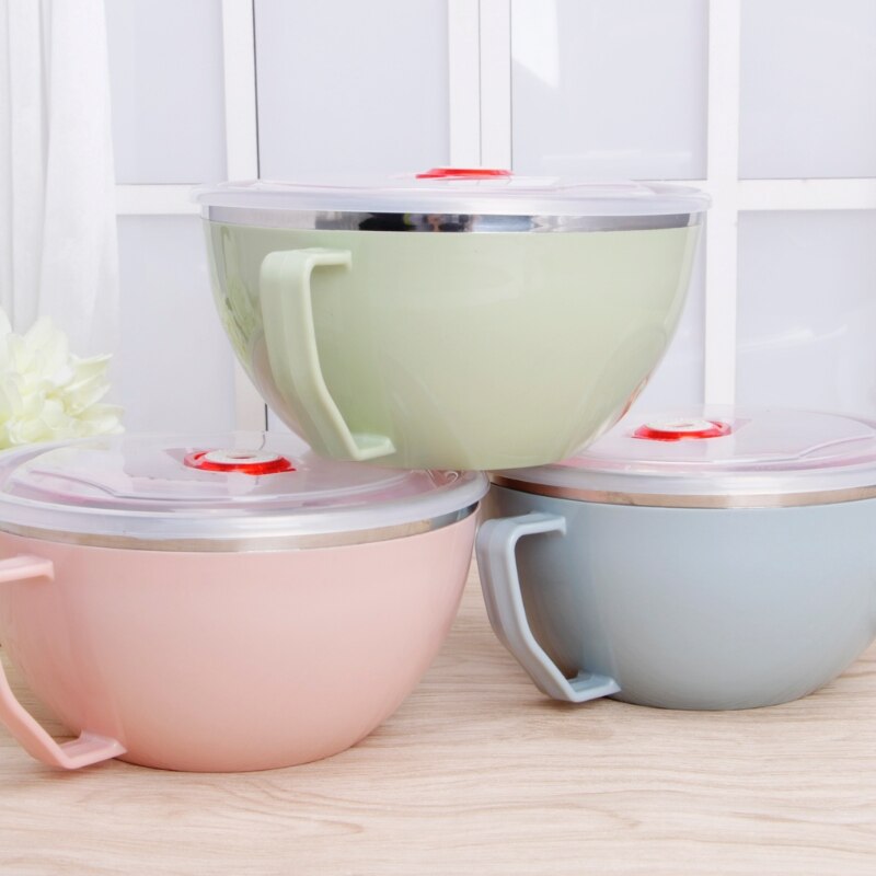 Stainless Steel Noodle Bowl With Handle Food Container Rice Bowl Soup Bowls MR28 22