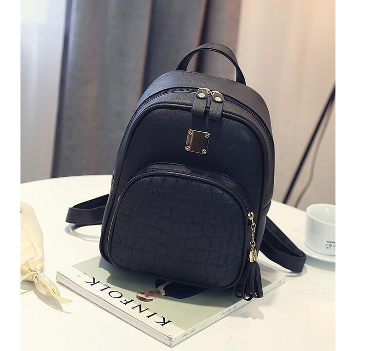 Mochila De piel con estrella de la para mujer, morral escolar con lentejuelas de piedra para chicas adolescentes, Mochila pequeña de estilo pijo LB894: Negro