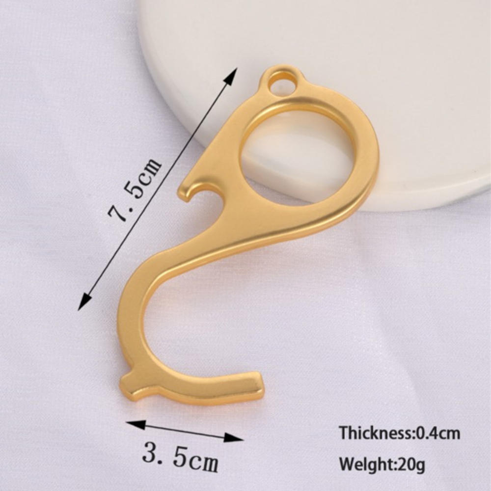 Multi-functional Anti-contact Key Chain Protection Against Epidemic And Anti-virus Easy Pull Button Isolation Portable Door Open: Brown