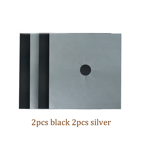 Protecteur de cuisinière à gaz | Ensemble de 4 pièces, accessoires de protection pour cuisinière à gaz, couverture de Stovetop/revêtement de cuisine à gaz: 2pc black 2pc Silver