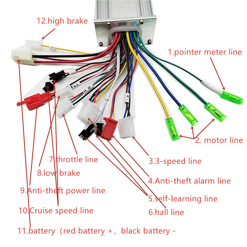 36v/48v 350w elcykel/cykel/ebike controller för e-scooter dubbelläge borstlös hallsensor/sensorlös