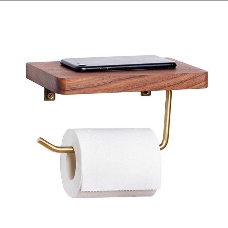 Portasciugamani di carta in legno porta rotolo di carta igienica solido porta rotolo di carta igienica da bagno senza punzonatura ottone di alta qualità