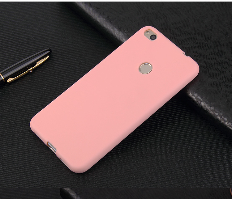 Voor Huawei P8 lite 2107 case Huawei P9 lite Gevallen Huawei Honor 8 lite matte Soild kleur en Clear Soft Silicon TPU Gevallen: Aluminium / Roze