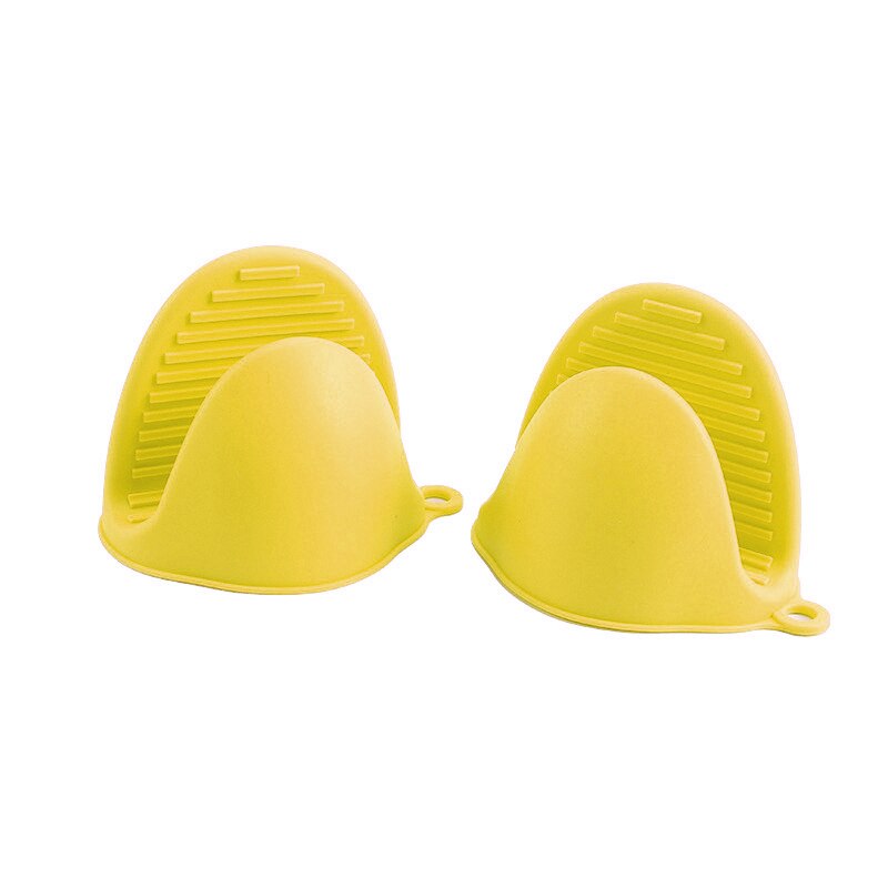 Gant en Silicone coloré Anti-brûlure antidérapant, 2 pièces, pour la cuisine, cuisson, résistant à la chaleur, pince à main, accessoires d'organisation: 2Pcs Yellow