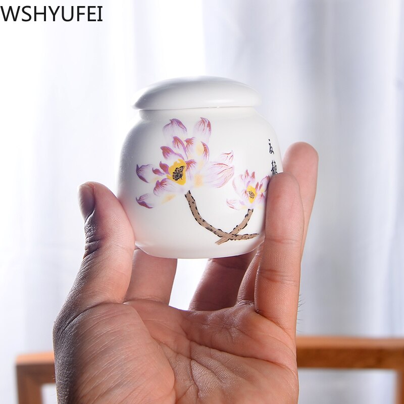 hand-painted tea cans retro ceramic stoneware tea pot tea set box sealed storage tank candy nut bottle