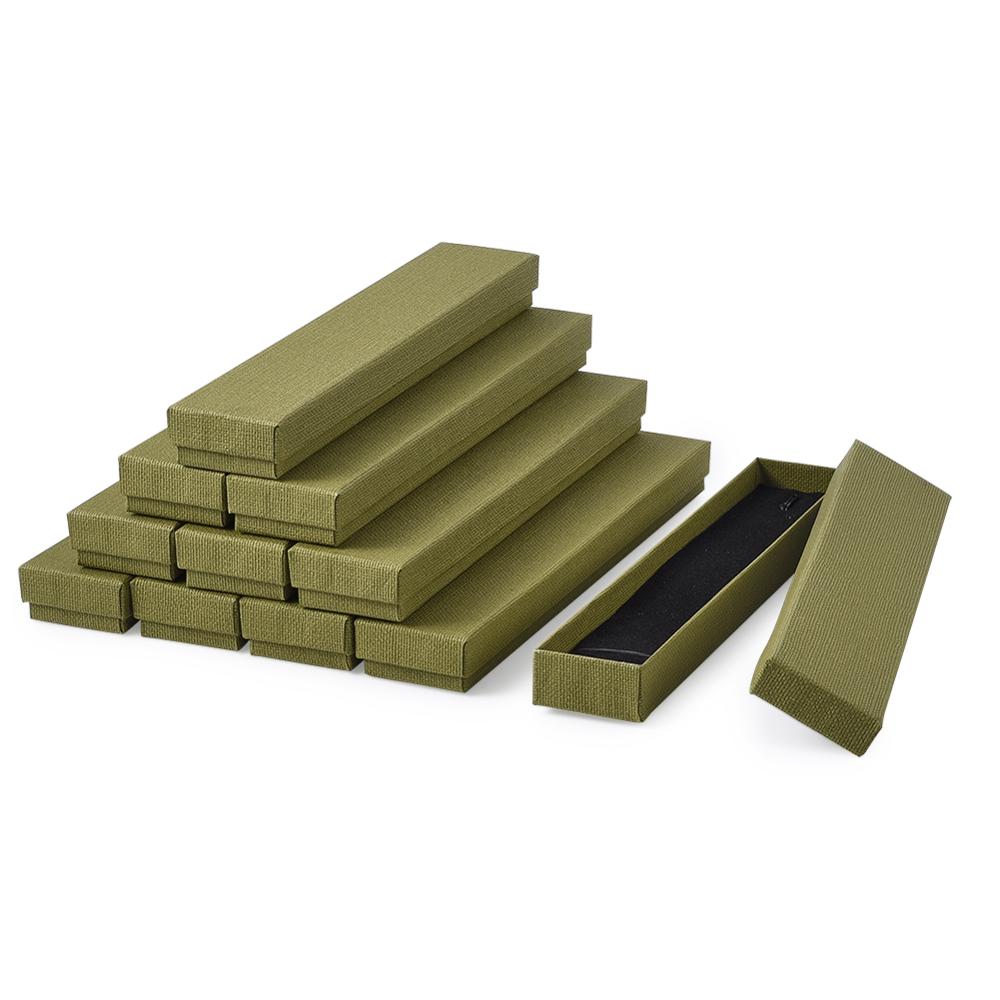 12pcs Cardboard Jewelry Boxes - 21x4x2cm Rectangle Packaging for Bracelets, Necklaces: Olive Drab